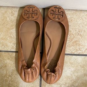 Tory Burch camel brown Leather Ballet Flats